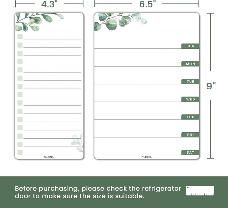 ALEZEL Weekly Calendar Whiteboard for Refrigerator, Magnetic Weekly Planner for Fridge - Set of Greenery Dry Erase Menu Board & 2 to Do List, 3 Markers + Eraser - Image 3